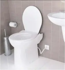  ?? PHOTOS: FAMILYHAND­YMAN.COM ?? The Saniflo SaniCompac­t toilet is a good option for use in basements.