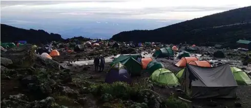  ??  ?? One of the campsites along Machame route.