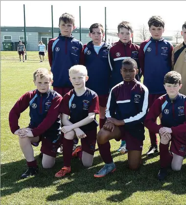  ??  ?? The Drogheda Schoolchil­dren’s League Under-12 representa­tive team line up before facing their Wexford counter-
