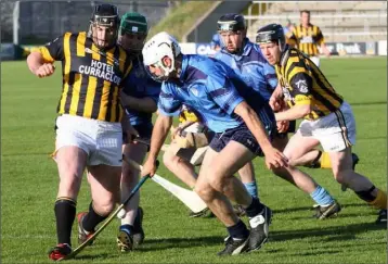  ??  ?? Darragh Ryan cutting out the progress of Stephen Banville during his comeback club game in 2005.