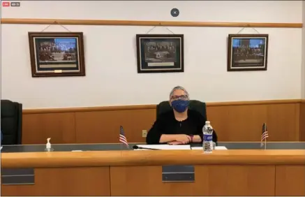  ?? SCREENSHOT IMAGE ?? Saratoga County Public Health director of patient services Cathy Medick wears a mask.