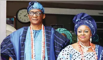  ??  ?? Groom’s parents, Prince Steve Laoye and wife, Olori Patricia