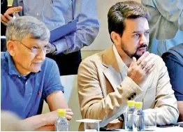  ?? — PTI ?? Ajay Shirke (left) and Anurag Thakur (right) were removed as BCCI secretary and president respective­ly by the Supreme Court.