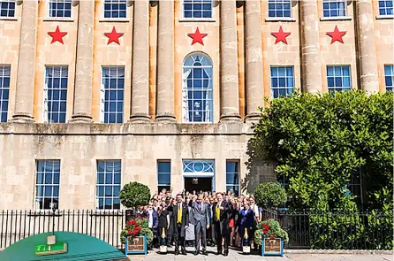  ?? ?? The Royal Crescent Hotel team, above; left, the hotel’s Mary Stringer, Stacey Cooper and Ben Danielsen at the Big Bath Sleep-out in 2020