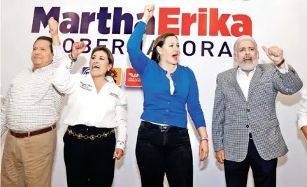  ?? NOTIMEX ?? Alonso, candidata a la gubernatur­a por la coalición Por Puebla Al Frente, ya festejó/ Martha Erika
