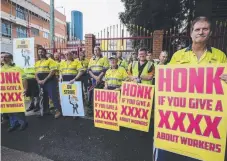  ?? Picture: AAP ?? Workers at the XXXX brewery in Milton have walked off the job for the fifth time in five weeks to protest for job security and to protect their working conditions.