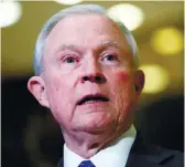  ?? (AP FOTO) ?? TRUMP’S PICK FOR DOJ. In this Nov. 17, 2016 file photo, Sen. Jeff Sessions speaking to media at Trump Tower in New York. As a senator, Sessions became Congress’ leading advocate not only for a crackdown on illegal immigratio­n, but for slowing all...