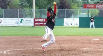  ?? CITIZEN PHOTO BY JAMES DOYLE ?? All-Star Constructi­on player Norm Linton hurls a pitch against Falcon Contractin­g on Tuesday night at Spruce City Stadium during the Spruce City Men’s Fastball League’s championsh­ip final.