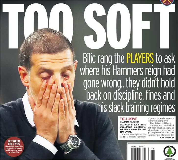  ??  ?? BETWEEN THE EYES Slaven Bilic asked his players for answers and they were quick to return fire