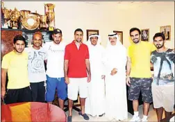  ??  ?? Sheikh Ahmad Al-Jaber Al-Sabah receiving the members of Davis Cup winning team.