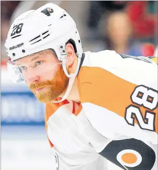  ?? AP PHOTO ?? Philadelph­ia Flyers’ Claude Giroux is shown during an NHL game against the Detroit Red Wings on Jan. 23.