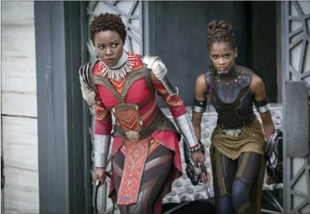  ??  ?? Lupita Nyong’o, left, and Letitia Wright in a scene from Marvel Studios’ “Black Panther.” (Matt Kennedy/Marvel Studios-Disney via AP)