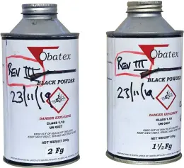  ??  ?? When dealing with significan­t changes in propellant­s it is important that the tins be clearly marked by type and date to avoid confusion.