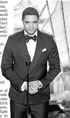  ??  ?? Trevor Noah speaks onstage during the 91st Annual Academy Awards at Dolby Theatre on Sunday in Hollywood, California.