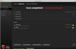  ??  ?? G Data for Mac Antivirus after finding infections.