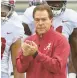  ?? THOMAS GRANING/AP ?? On Saturday, Nick Saban and Alabama will play a regular-season game that has no impact on the national title race for the first time since Nov. 13, 2010.