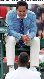  ??  ?? Challenge: Nick Kyrgios has words with umpire James Keothavong