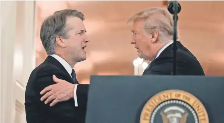  ?? ALEX BRANDON/AP ?? President Donald Trump’s nominees, such as Justice Brett Kavanaugh, left, have tilted the Supreme Court, and his judges are beginning to transform the federal courts, but the pace might be slowing.