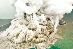  ??  ?? A plume of ash rises as Anak Krakatau erupts in Indonesia, December 23, 2018, in this picture obtained from social media. (Susi Air/via Reuters)