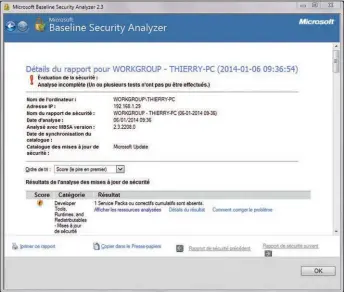  ??  ?? L’outil Microsoft Baseline Security Analyzer liste les erreurs de configurat­ion
de sécurité détectées et propose des solutions pour les corriger.