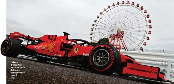  ?? GETTY ?? La Ferrari di Sebastian Vettel nel corso delle prove libere effettuate venerdì