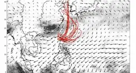  ??  ?? DIRTY AIR Polluted air from China’s massive industries and huge numbers of vehicles has reached the Ilocos region, blown by northeast monsoon winds from March to May as shown in this illustrati­on in a 2018 study published by the Atmospheri­c Chemistry and Physics journal.