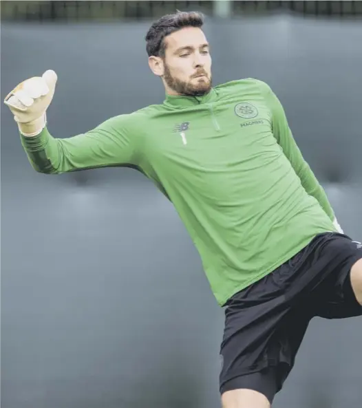  ??  ?? 0 Celtic goalkeeper Craig Gordon in training for tonight’s Betfred Cup quarter-final against Dundee at Dens Park.