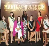  ?? CAMILLE ANTE ?? SMILE! Nag-pose para sa litrato ang mga kandidata ng Ms. Earth 2017 na sina (mula sa kaliwa) Fernanda Rodriguez (Costa Rica), Yasuyo Saito (Japan), Begimai Nazarova (Kyrgztan), Ingrid Franco (Dominican Republic), Victoria Viczian (Hungary), Karen Rojas...