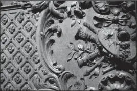  ?? The Associated Press ?? HAND CARVED: A fragment of a panel from the first-class lounge on the Titanic is displayed Thursday at an exhibition entitled “Ocean Liners: Glamour, Speed, and Style” at the Peabody Essex Museum, in Salem, Mass.