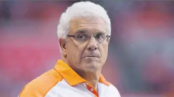  ?? THE CANADIAN PRESS ?? As the B.C. Lions get set to close out their disappoint­ing year in Saturday’s regular-season finale against Toronto, GM and head coach Wally Buono admits he doesn’t know if he’ll be back next year.