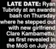  ?? ?? LATE DATE: Ryan Tubridy at an awards bash on Thursday where he stepped out with new girlfriend Clare Kambamettu, as first revealed in the MoS on July 30