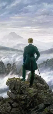  ?? COURTESY GALERIE ROTHAMEL ?? Ausschnitt aus Hiroyuki Masuyamas fotografis­cher Rekomposit­ion „Der Wanderer über dem Nebelmeer“von 2022 nach Caspar David Friedrichs Gemälde von 1818.