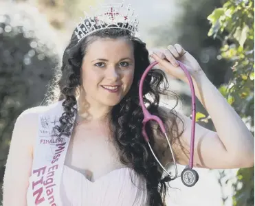  ?? PHOTOS: SWNS ?? HAPPY: Doctor Saskia Fauguel from Todmorden has reached the finals of Miss England