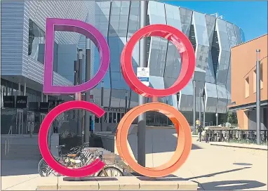  ?? ALLEN PIERLEONI ?? A sculpture stands at the Seventh and K streets entrance to Sacramento’s Downtown Commons, welcoming visitors to the lifestyle and entertainm­ent destinatio­n that includes the Golden 1 Center.