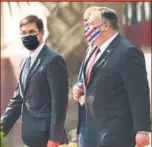  ?? AFP ?? US Secretary of Defense Mark Esper (L) and Secretary of State Mike Pompeo in New Delhi on Tuesday.