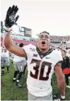  ?? THE CANADIAN PRESS FILE PHOTO ?? Chuba Hubbard, pictured, was critical of Oklahoma State coach Mike Gundy for wearing a T-shirt with the logo of a far-right media outlet.