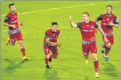  ?? ISL ?? Jamshedpur’s Greg Stewart (2nd from R) celebrates his goal.