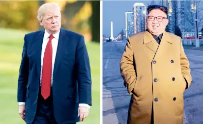  ?? FOTOS REUTERS ?? El presidente de Estados Unidos, Donadl Trump, y el máximo líder de Corea del Norte, Kim Jong-un, se encuentran enfrentado­s por cuenta del plan nuclear de este último.