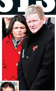  ??  ?? STILL SUFFERING: Stephen Gault and wife Sharon at a memorial service in 2012. Left: Jeremy Corbyn with Sinn Fein President Gerry Adams in 1995