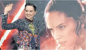  ??  ?? Daisy Ridley promotes Star Wars: The Force Awakens, in Urayasu, Tokyo, last Friday.