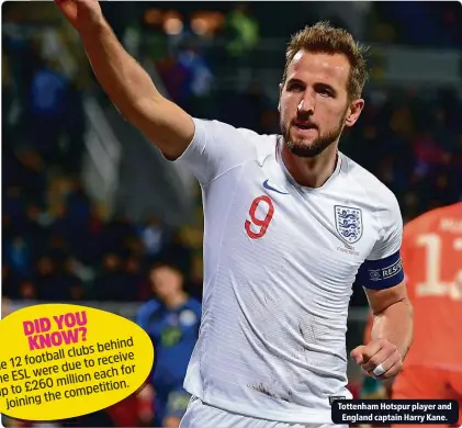  ??  ?? Tottenham Hotspur player and England captain Harry Kane.