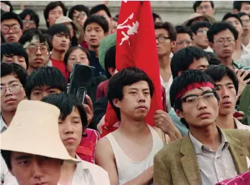  ?? ?? Misplaced optimism Pro-democracy demonstrat­ors in Beijing’s Tiananmen Square, April 1989. They would soon be subjected to a brutal crackdown by the People’s Liberation Army