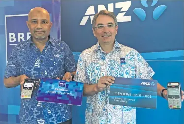  ?? Photo: Selita Bolanavanu­a. ?? From left: ANZ Fiji Country Head, Saud Minam, and BRED Bank Fiji chief executive officer, Frederic Reynaud at the announceme­nt of the interchang­e agreement yesterday.