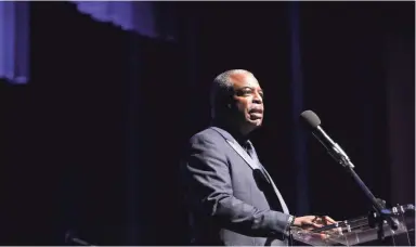  ??  ?? LeVar Burton acts as emcee for the MLK50 Luminary Awards Concert at Cannon Center for the Performing Arts on Monday in Memphis. YALONDA M. JAMES / THE COMMERCIAL APPEAL