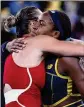  ?? ASANKA BRENDON RATNAYAKE/ AP ?? Coco Gauff ( right) hugs Aryna Sabalenka after their semifinal.