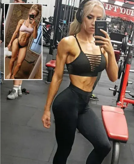  ?? Photos: Contribute­d ?? WORK OUT: Teanna Born prepares for the 2018 WFF Commonweal­th Classic Pro-Am at World Gym. INSET: Ms Born has made a name for herself in the body-building industry.