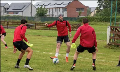  ??  ?? Sligo Rovers players back in training on Saturday. Pictures with thanks to Sligo Rovers FC/James Fallon.