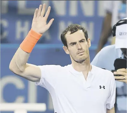  ?? Picture:AFP ?? LOOKING SPENT. Andy Murray (above) of Great Britain waves to the crowd after beating Romanian Marius Copil 6-7, 6-3, 7-6 at the Washington Open at Rock Creek Tennis Centre on Thursday.