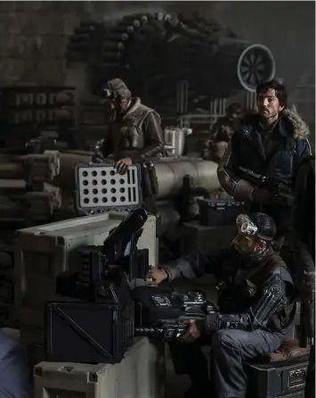  ??  ?? Riz Ahmed, seated left, was Rebel pilot Bodhi Rook. The English actor is also an