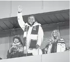  ?? ROB SCHUMACHER/USA TODAY ?? South Korean leader Moon Jae-in stands with Ivanka Trump during the closing ceremony of the Winter Olympics.